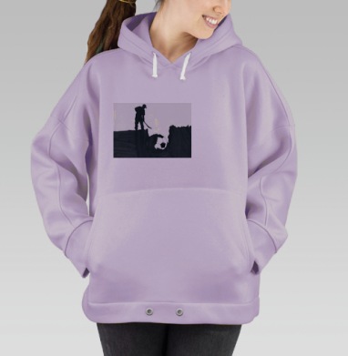 Закапывание футбольного мяча Черно белая сцена на футболке, Hoodie Oversize Fiolet