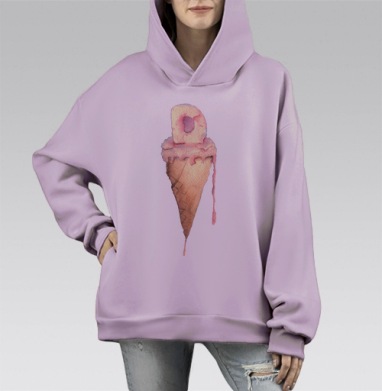 Замороженная Д, Hoodie Mono Fiolet, оверсайз, утепленная