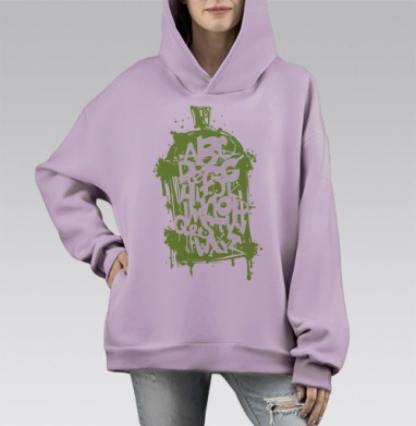 Западный алфавит в стиле граффити, Hoodie Mono Fiolet, оверсайз, утепленная