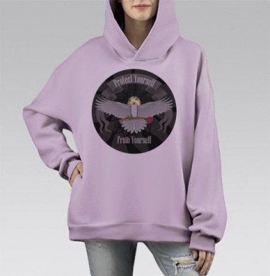 Защити себя, Hoodie Mono Fiolet, оверсайз, утепленная