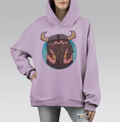 Застенчивый бородач, Hoodie Mono Fiolet, оверсайз, утепленная