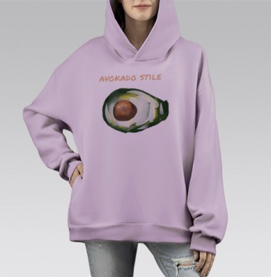 Зелёный авокадо здоровое питание стиль авокадо, Hoodie Mono Fiolet, оверсайз, утепленная