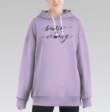 Зима близко леттеринг, Hoodie Long Oversize Fiolet