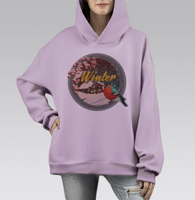 Зима, Hoodie Mono Fiolet, оверсайз, утепленная
