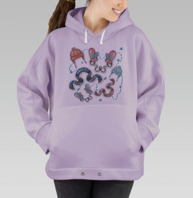 Зимние варежки шапки шарфы тепло уютно, Hoodie Oversize Fiolet