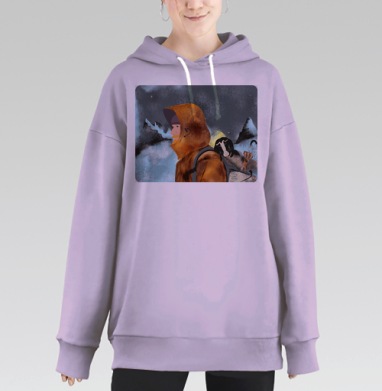 Зимняя прогулка, Hoodie Long Oversize Fiolet