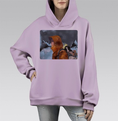 Зимняя прогулка, Hoodie Mono Fiolet, оверсайз, утепленная