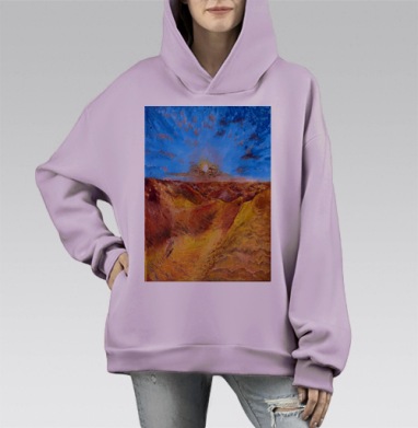 Золото пустыни, Hoodie Mono Fiolet, оверсайз, утепленная