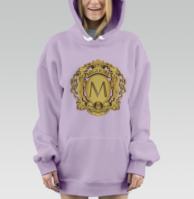 Золотой герб с короной и буквами лучшее качество, Hoodie Mjhigh Dig Mel, Fiolet, утепленная