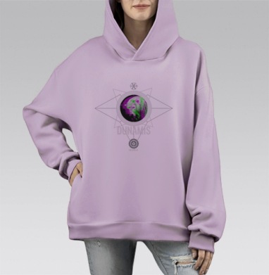 Зооглитч. Медведь, Hoodie Mono Fiolet, оверсайз, утепленная