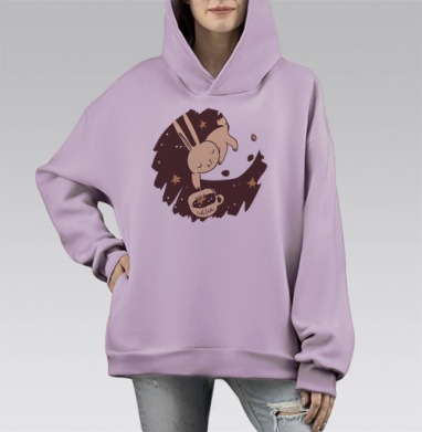 Звездный кофе, Hoodie Mono Fiolet, оверсайз, утепленная
