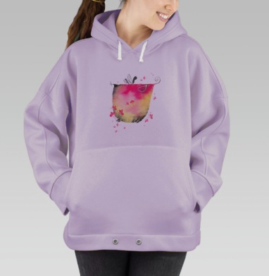 Абстрактный цветок жизни с нежными лепестками, Hoodie Oversize Fiolet