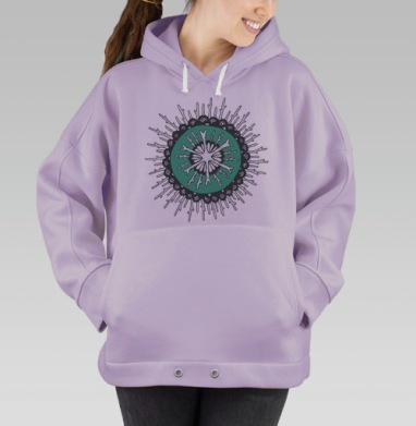 Абстрактный орнамент с органическими формами, Hoodie Oversize Fiolet