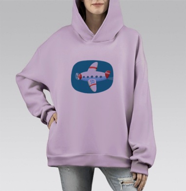 Airplane (Живая Азбука), Hoodie Mono Fiolet, оверсайз, утепленная