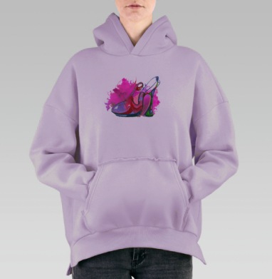 Акварельная туфелька, Hoodie Oversize Fiolet, утепленная