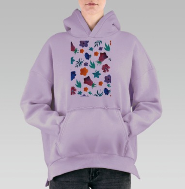 Акварельный ситец, Hoodie Oversize Fiolet, утепленная