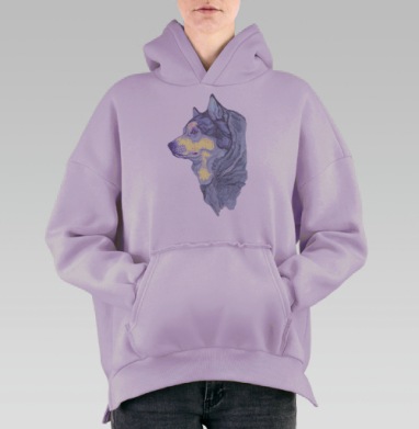 Аляскинский маламут, Hoodie Oversize Fiolet, утепленная