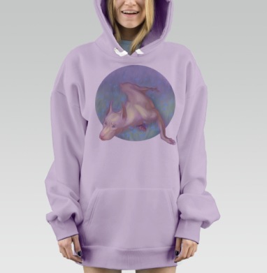 Белый доберман, Hoodie Mjhigh Dig Mel, Fiolet, утепленная