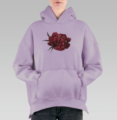 Бордовый пион, Hoodie Oversize Fiolet, утепленная