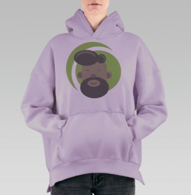 Бородатое лицо, Hoodie Oversize Fiolet, утепленная