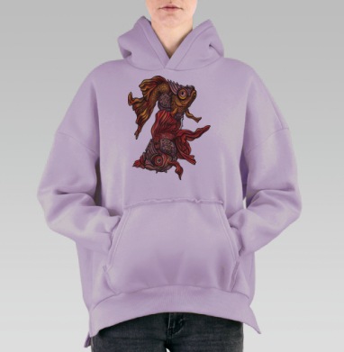 Бойцовые рыбки, Hoodie Oversize Fiolet, утепленная