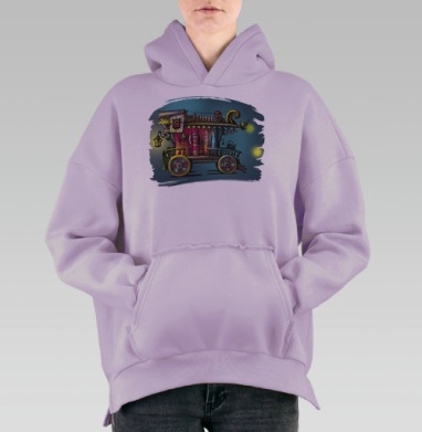 Бродячий театр, Hoodie Oversize Fiolet, утепленная