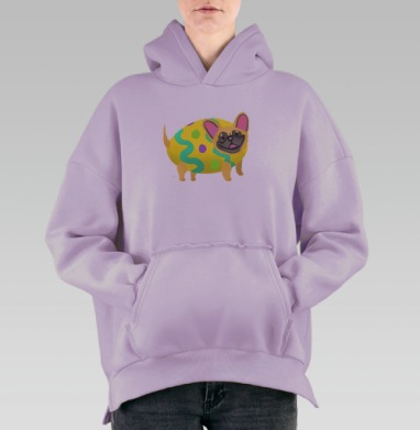 Бульдог французский, Hoodie Oversize Fiolet, утепленная