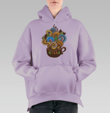 Чашка Love Tea с ярким фантазийным дизайном, Hoodie Oversize Fiolet, утепленная
