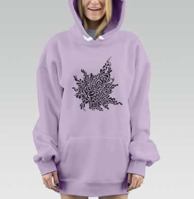 Черный цветок души моей, Hoodie Mjhigh Dig Mel, Fiolet, утепленная