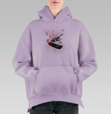 Черный воробей, Hoodie Oversize Fiolet, утепленная