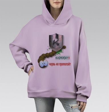 Червь не проползёт, Hoodie Mono Fiolet, оверсайз, утепленная