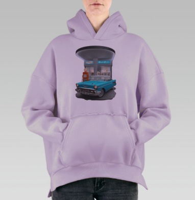 Chevrolet Bel Air Black / Шевроле Бел Эйр Черный, Hoodie Oversize Fiolet, утепленная