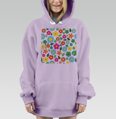Цветочный фон, Hoodie Mjhigh Dig Mel, Fiolet, утепленная