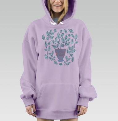 Цветок в горшке, Hoodie Mjhigh Dig Mel, Fiolet, утепленная
