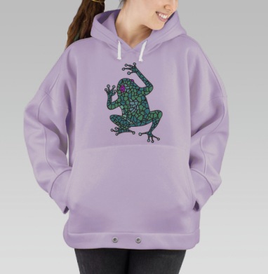 Декоративная мозаика с лягушкой в зелёных тонах, Hoodie Oversize Fiolet