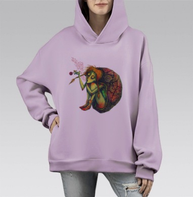 Девочка черепашка, Hoodie Mono Fiolet, оверсайз, утепленная