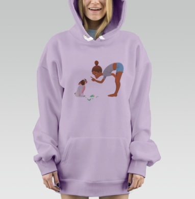 Девочка и бульдог, Hoodie Mjhigh Dig Mel, Fiolet, утепленная
