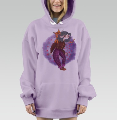 Девочка С Кошкой, Hoodie Mjhigh Dig Mel, Fiolet, утепленная