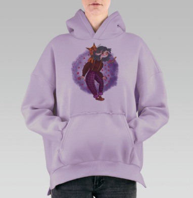 Девочка С Кошкой, Hoodie Oversize Fiolet, утепленная