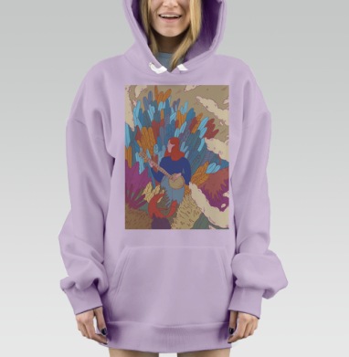 Девушка и укулеле, Hoodie Mjhigh Dig Mel, Fiolet, утепленная