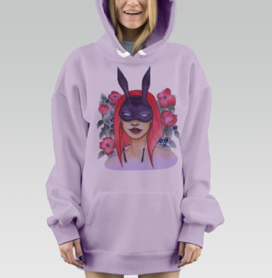 Девушка в маске кролика, Hoodie Mjhigh Dig Mel, Fiolet, утепленная