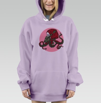 Девушка в респираторе с тентаклями, Hoodie Mjhigh Dig Mel, Fiolet, утепленная