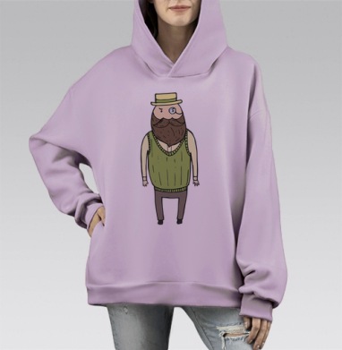Джентльмен с моноклем, Hoodie Mono Fiolet, оверсайз, утепленная