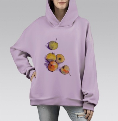 дикие яблочки, Hoodie Mono Fiolet, оверсайз, утепленная