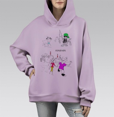 Динамичная городская дружба навсегда, Hoodie Mono Fiolet, оверсайз, утепленная