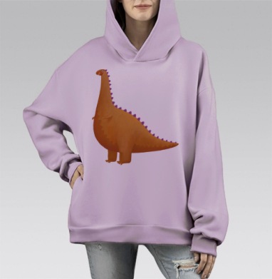 Динозавр (Живая Азбука), Hoodie Mono Fiolet, оверсайз, утепленная