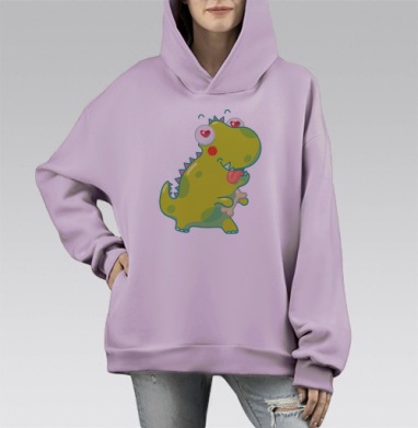 Динозаврик Бруно, Hoodie Mono Fiolet, оверсайз, утепленная