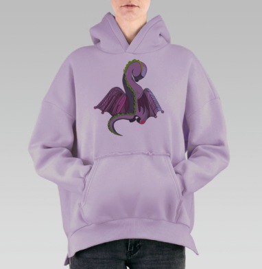 Динозаврик какошка, Hoodie Oversize Fiolet, утепленная