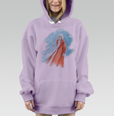 Длинное оранжево-красное пальто с высоким воротником, Hoodie Mjhigh Dig Mel, Fiolet, утепленная