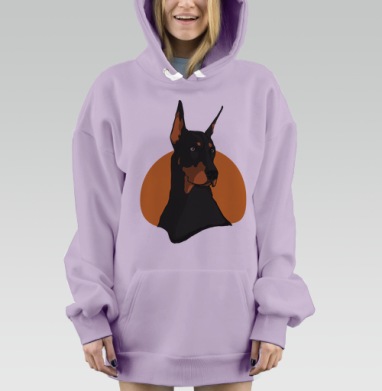 Доберман Красивый пес, Hoodie Mjhigh Dig Mel, Fiolet, утепленная
